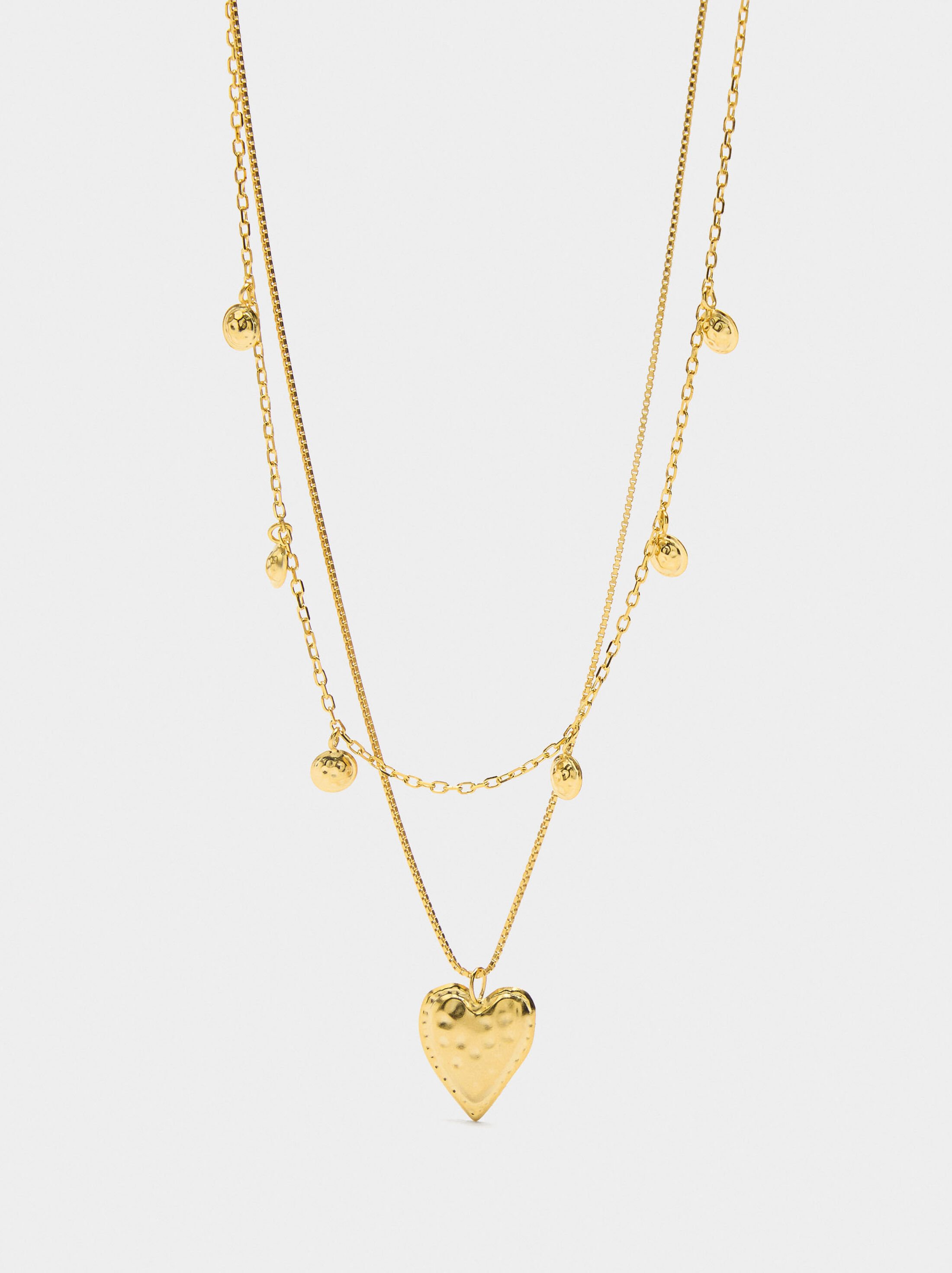 Double necklace with heart pendant - 925 sterling silver image number 0.0