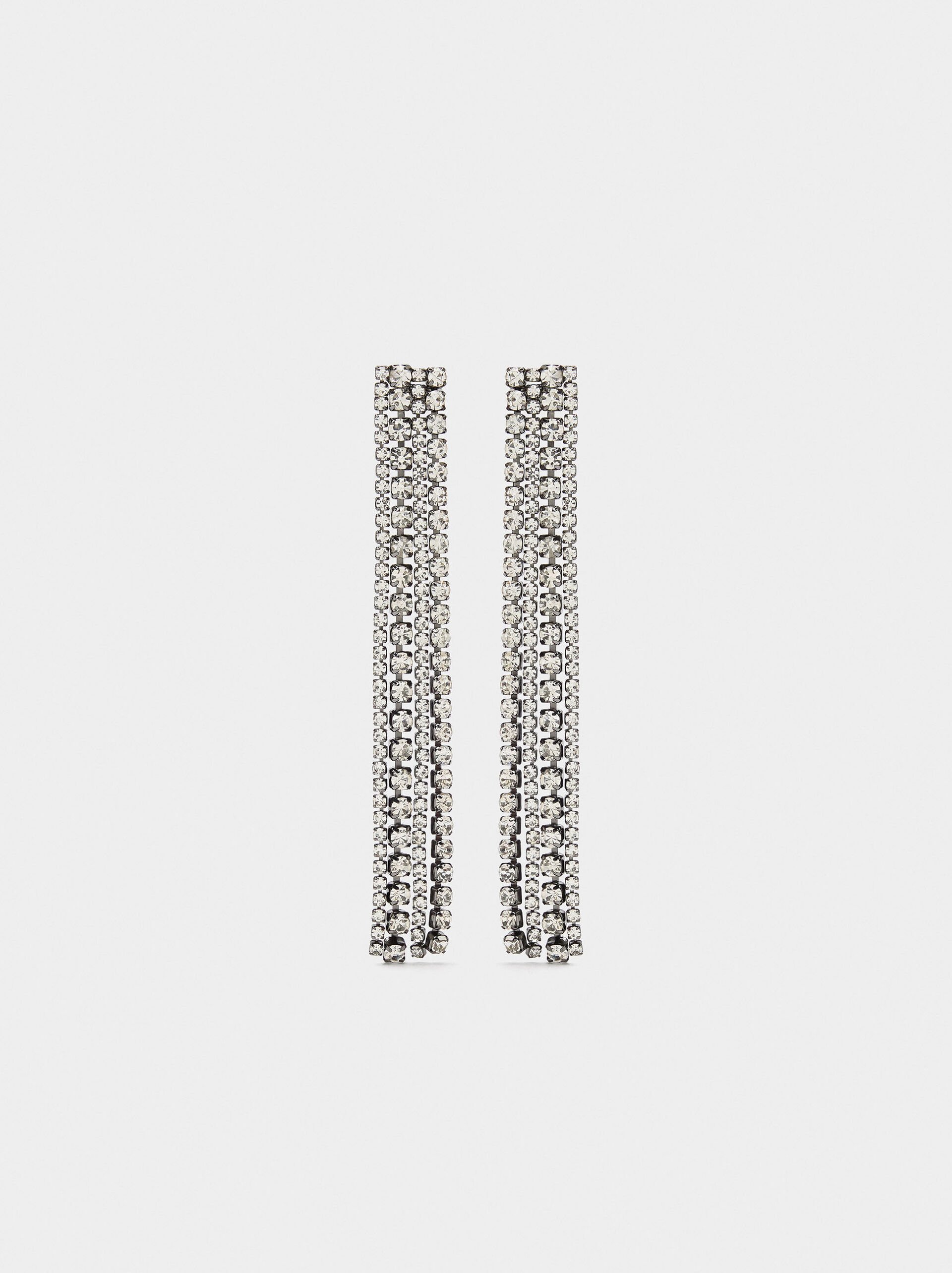 Long chain earrings with crystals image number 1.0