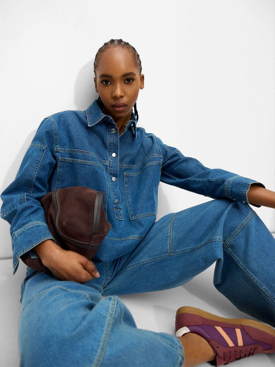 Camisa denim de manga larga