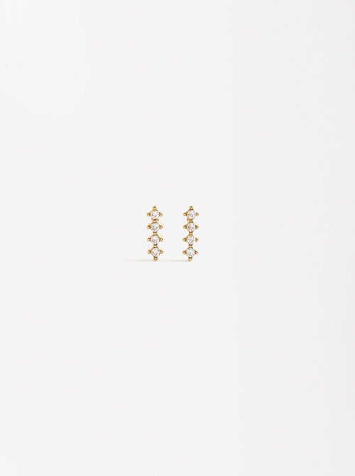 Pendientes cortos con cristales - acero inoxidable