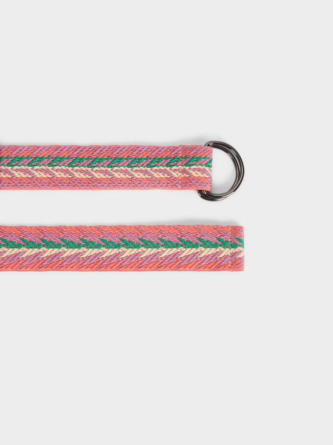 Printed Belt, Pink, hi-res