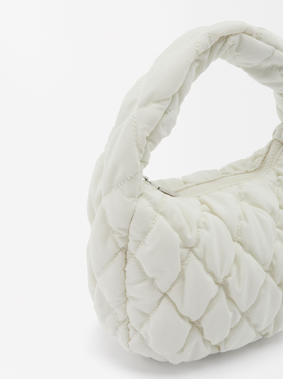 Quilted Nylon Shoulder Bag M, Ecru, hi-res