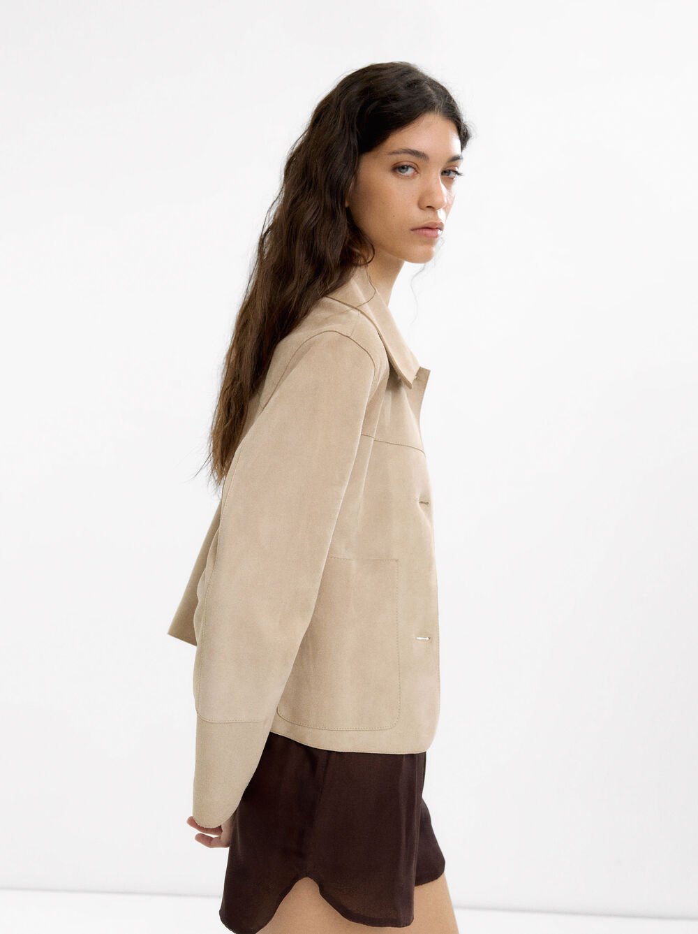 Chaqueta de piel con botones