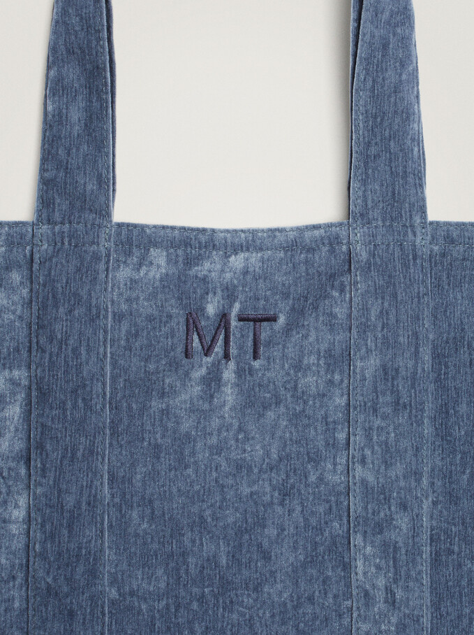 Velvet Customizable Shopper Bag, Blue, hi-res
