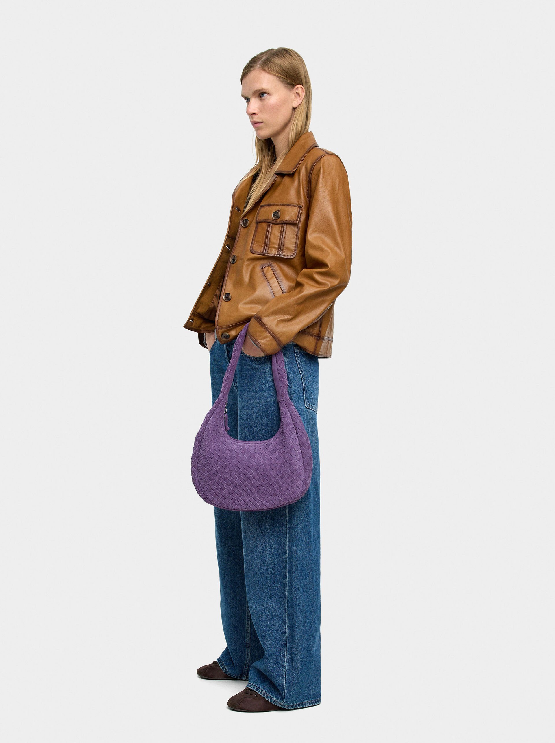 Jacke aus Leder mit markanten Steppnähten image number 2.0