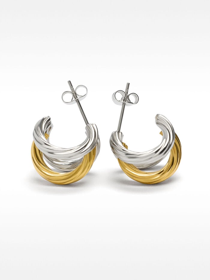 Aros bicolor efecto triple - acero inoxidable