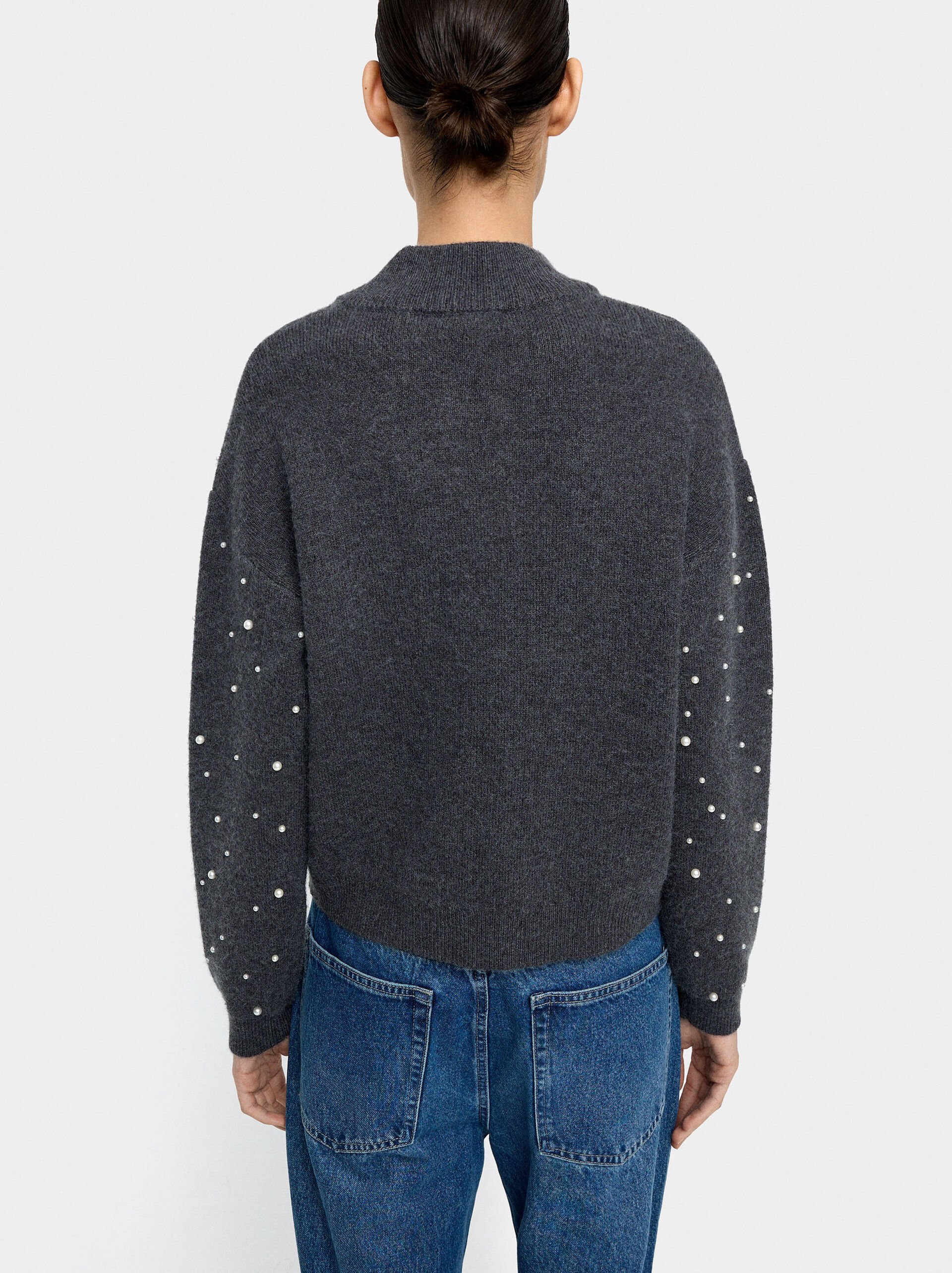 Strickjacke aus Strick mit Perlen image number 1.0