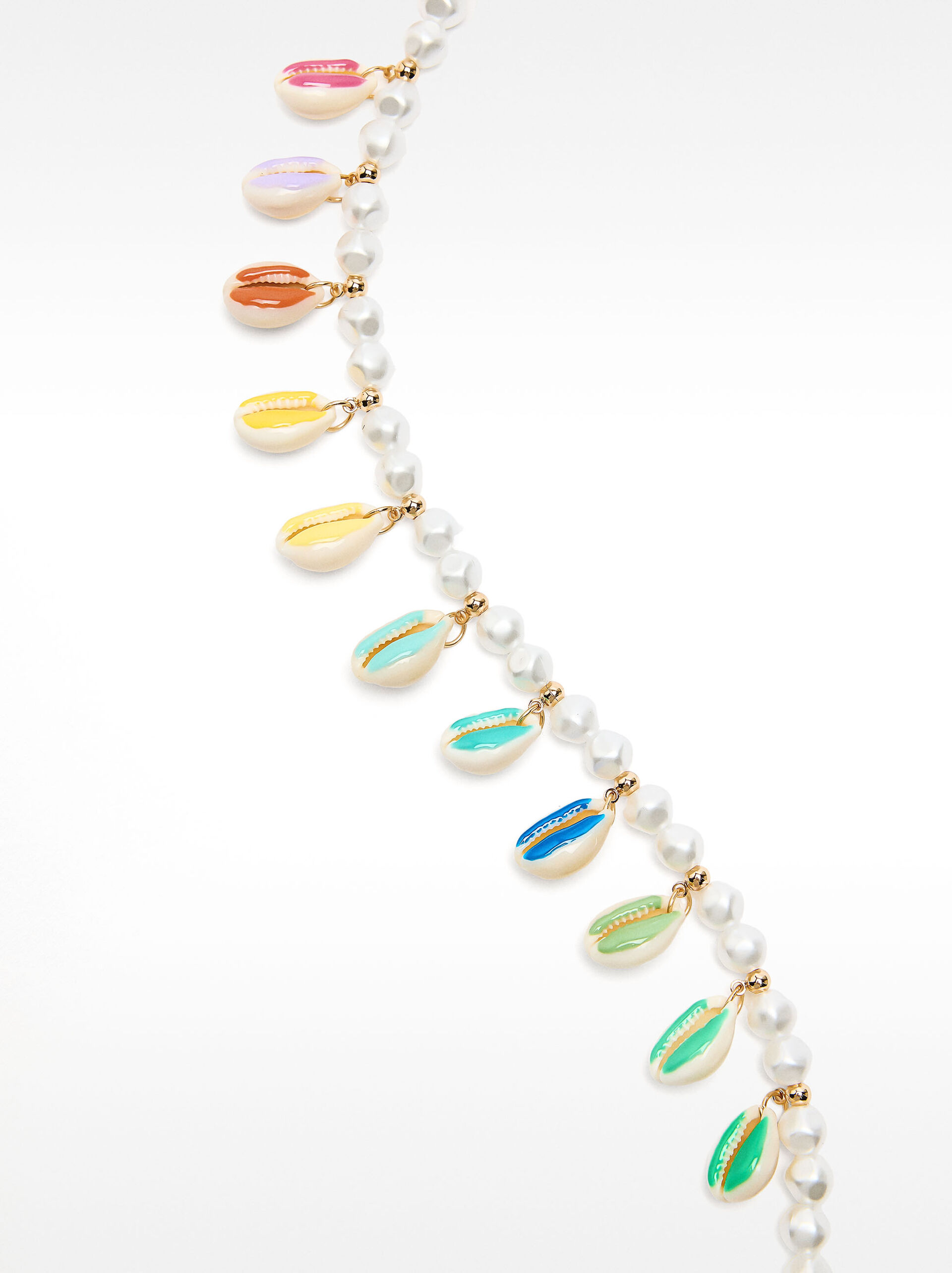 Necklace with multicoloured enamelled shells image number 1.0
