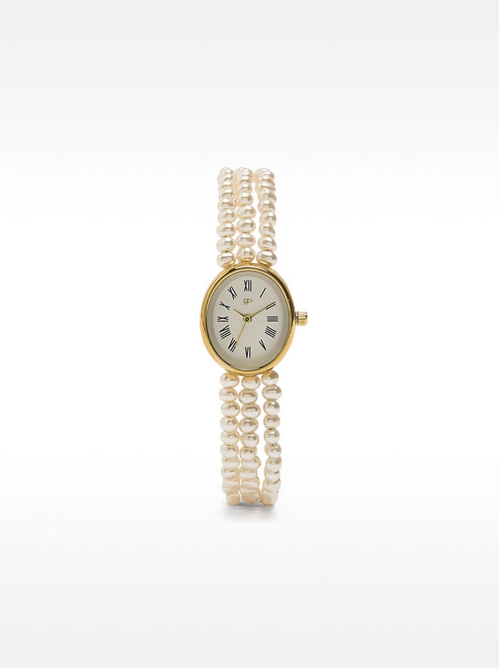 Watch with pearl bracelet