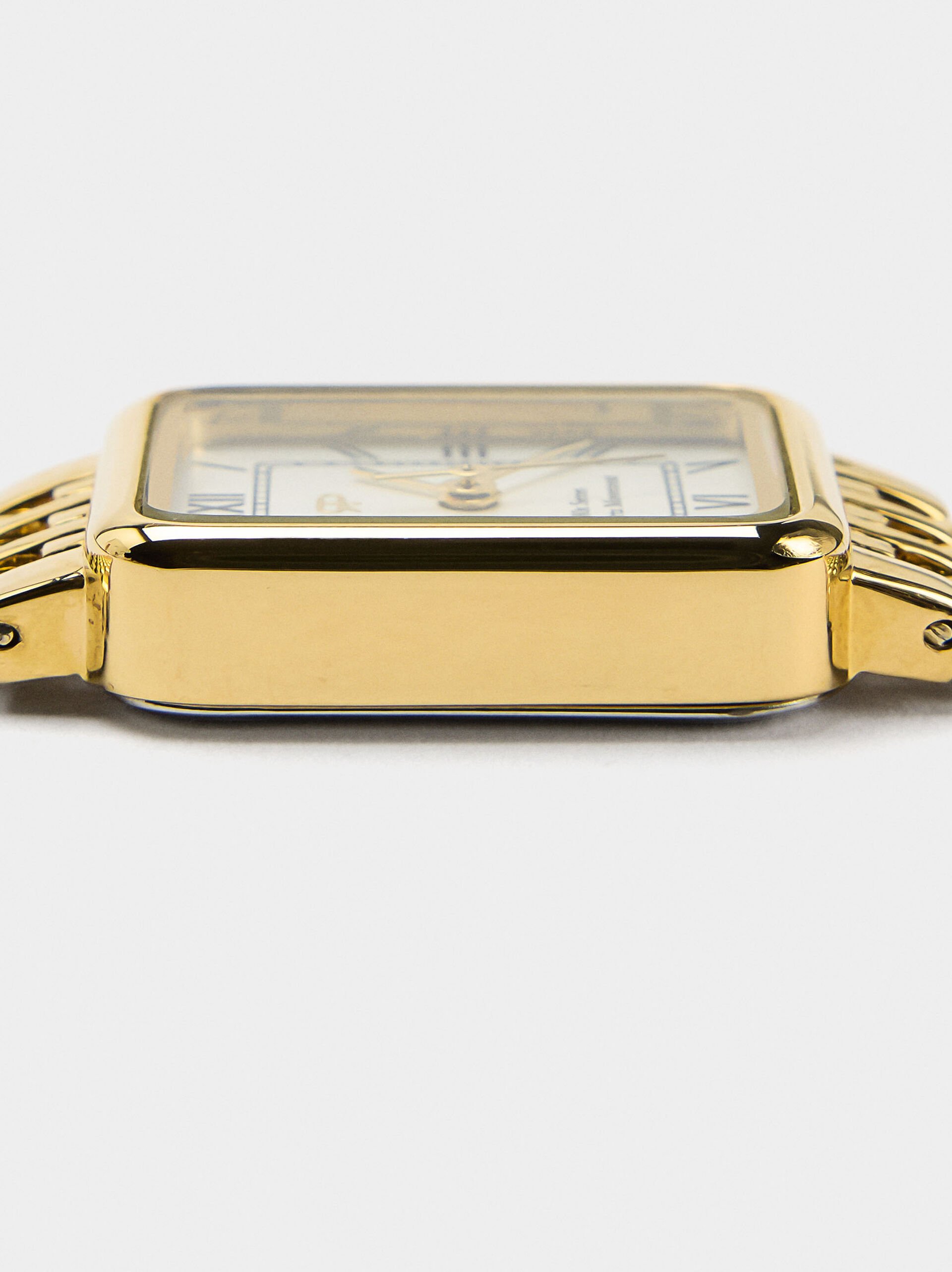 Set di orologio quadrato con braccialetto in acciaio inossidabile image number 7.0