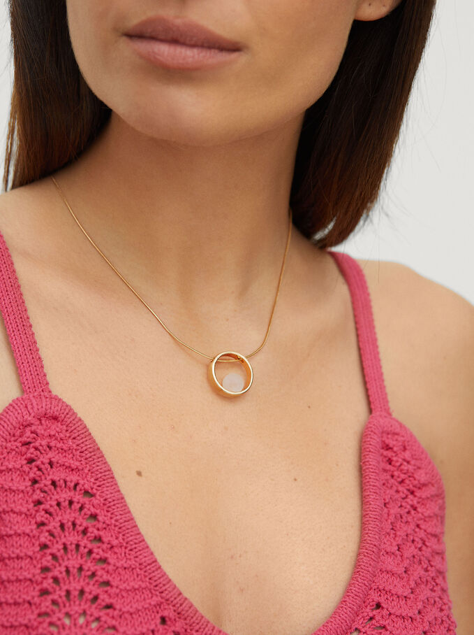 Golden Necklace With Resin, Golden, hi-res
