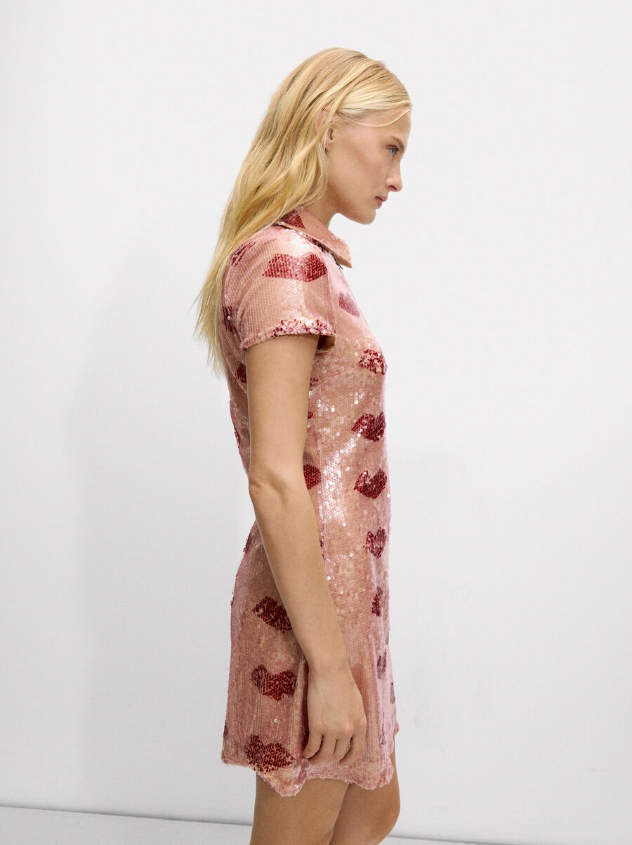 Printed dress with sequins