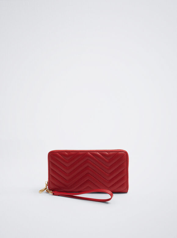 Quilted Wallet, Red, hi-res