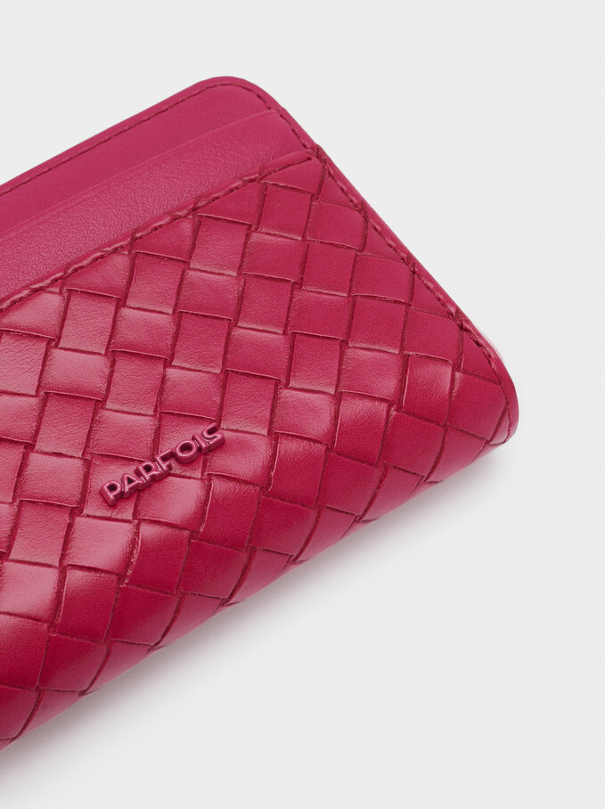 Compact Woven Wallet, Pink, hi-res