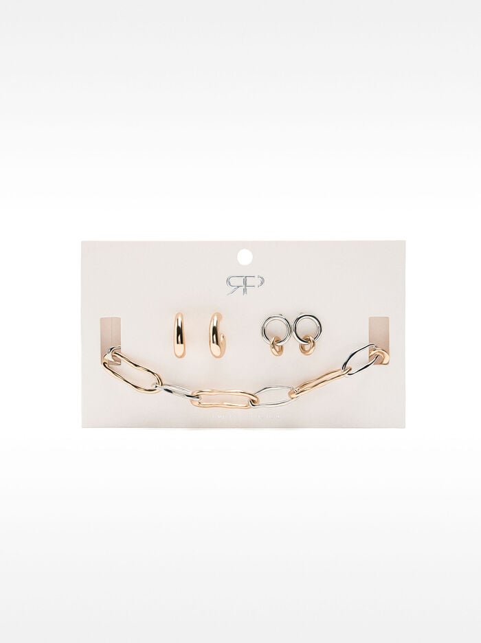 Set de collar y pendientes bicolor
