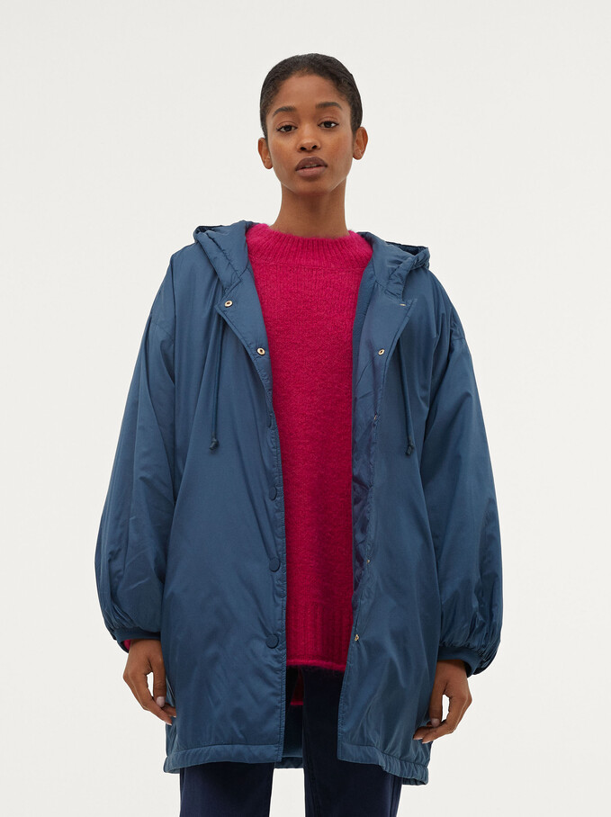 Waterproof Jacket With Hood, Blue, hi-res