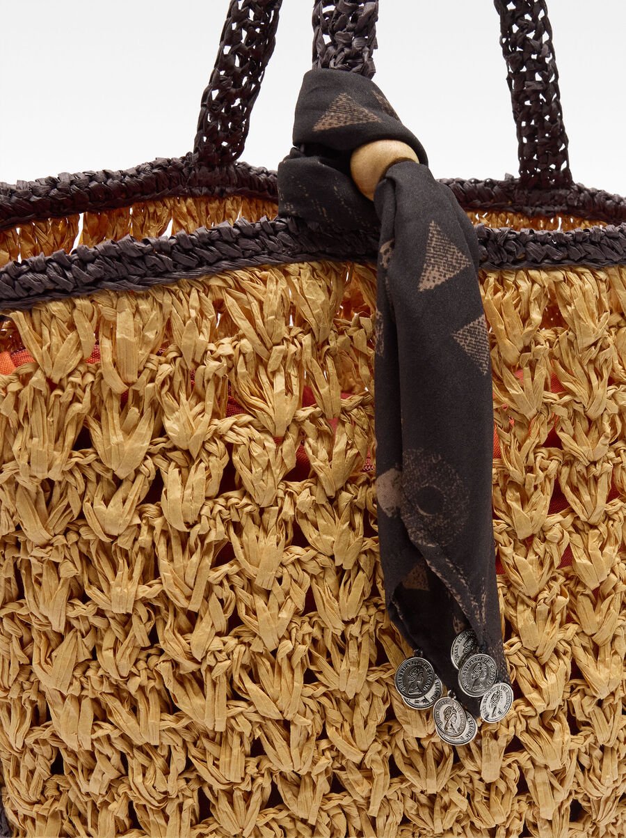 Shopper bag with braided straw effect