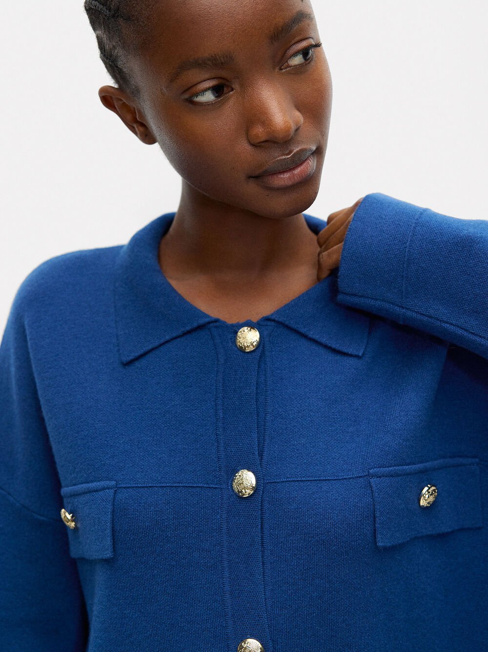 Cardigan with wool and gold buttons