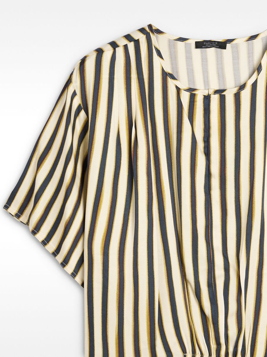 Blouse with stripes and ruched detail