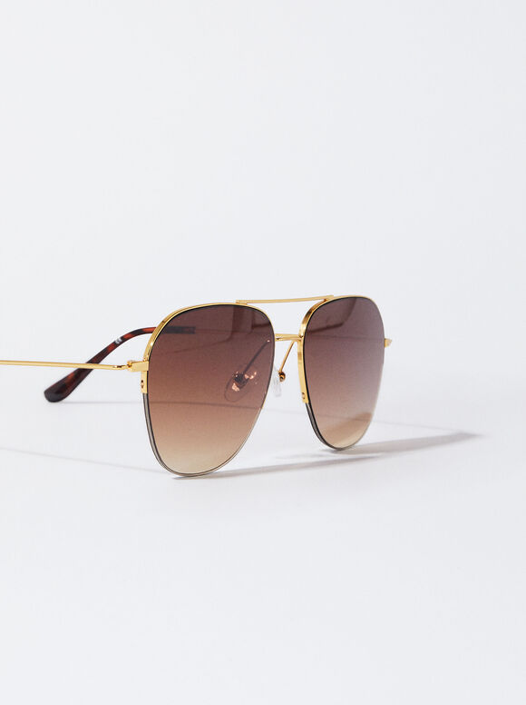 Round Sunglasses, Golden, hi-res