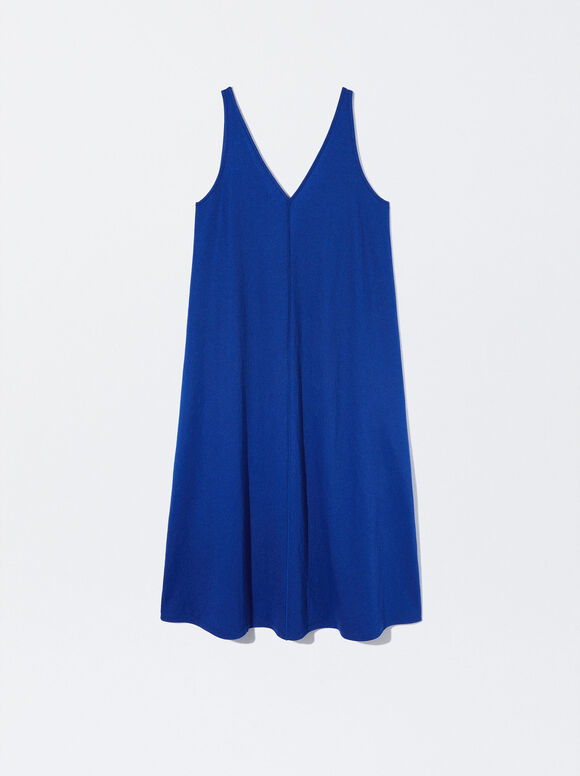 Loose-Fitting Midi Dress, Blue, hi-res