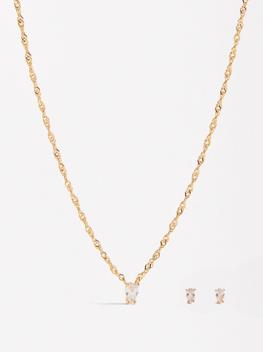 Set Halskette und Ohrringe mit Zirkonien - 925er Sterlingsilber
