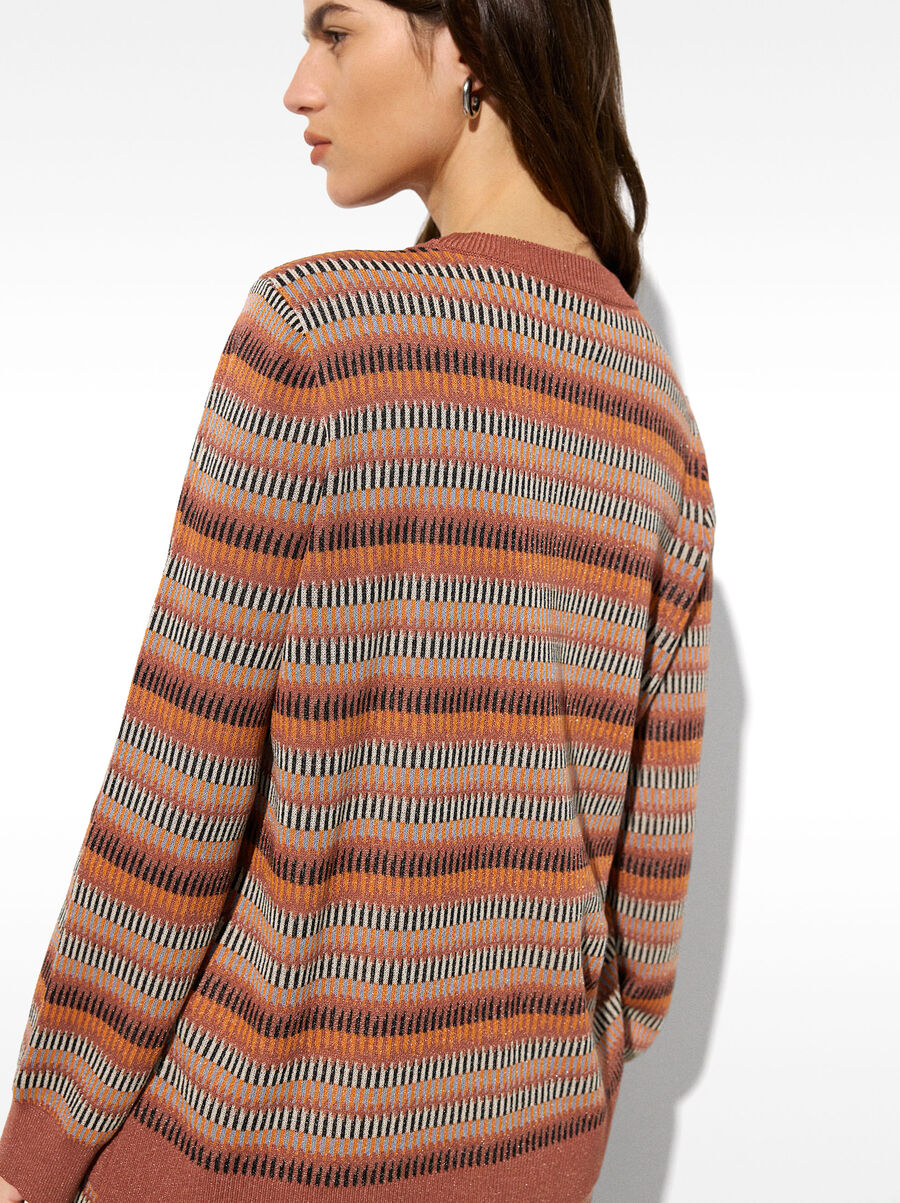Striped jacquard knit sweater