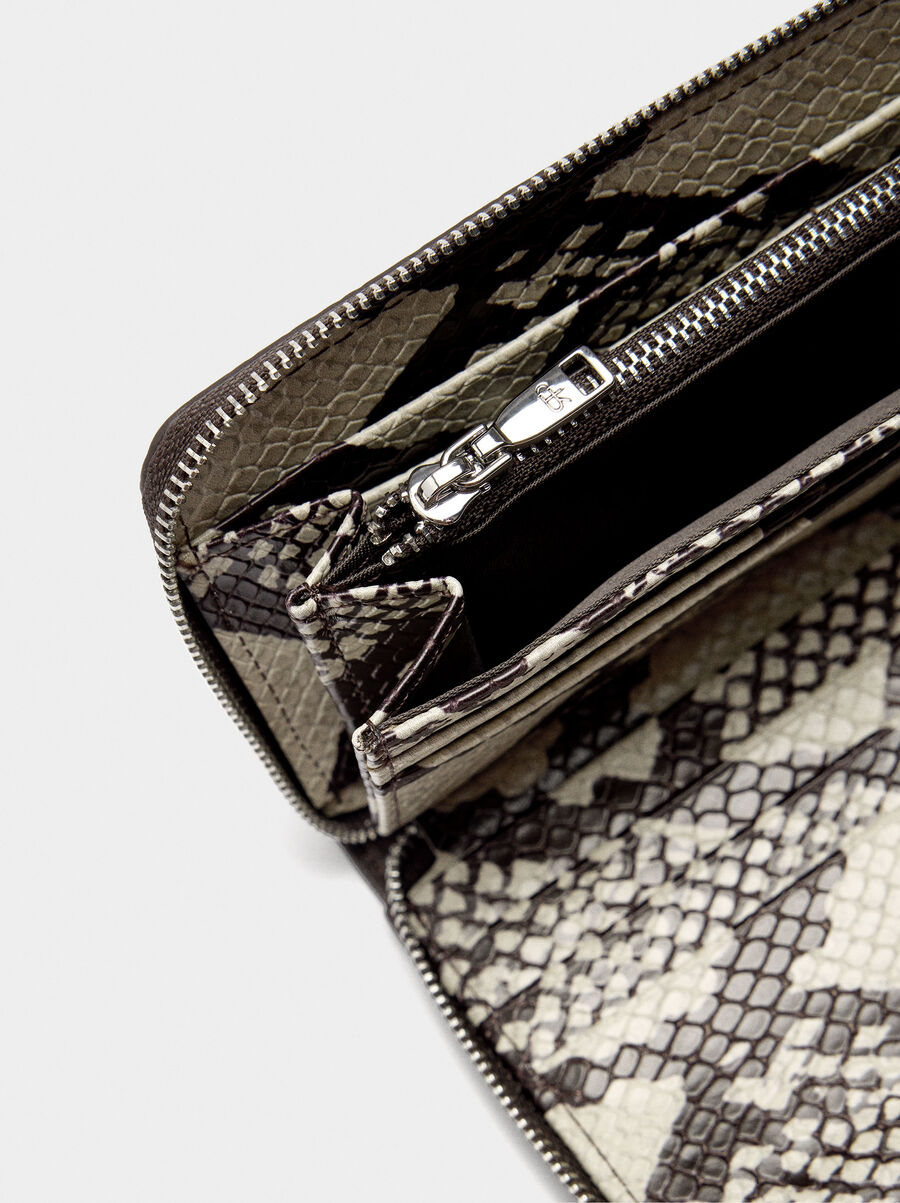 Cartera de estampado animal con cremallera L