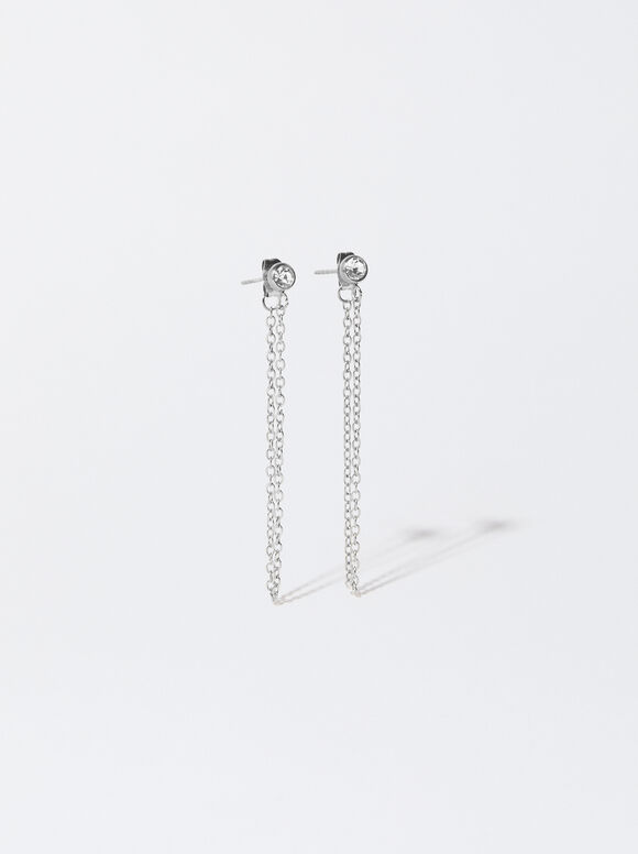 Silver Stainless Steel Earrings, Silver, hi-res
