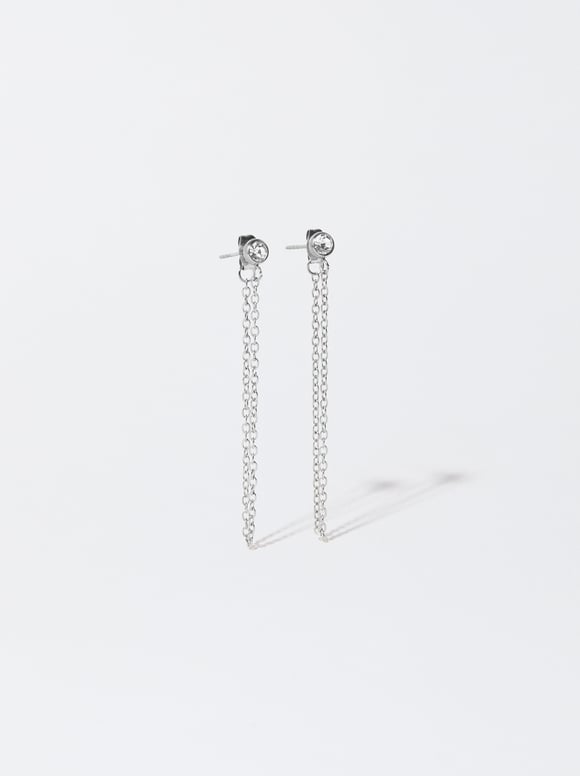 Silver Stainless Steel Earrings, Silver, hi-res