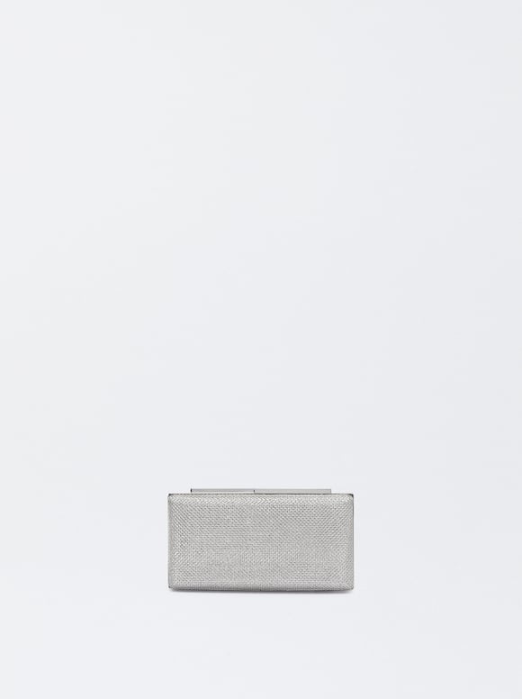 Party Clutch Bag With Chain Handle, Silver, hi-res