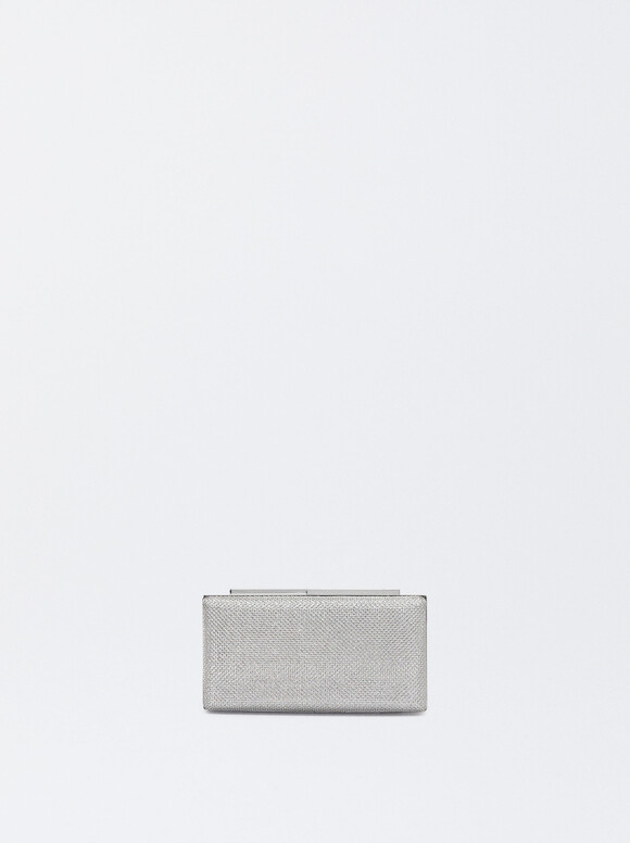 Party Clutch Bag With Chain Handle, Silver, hi-res