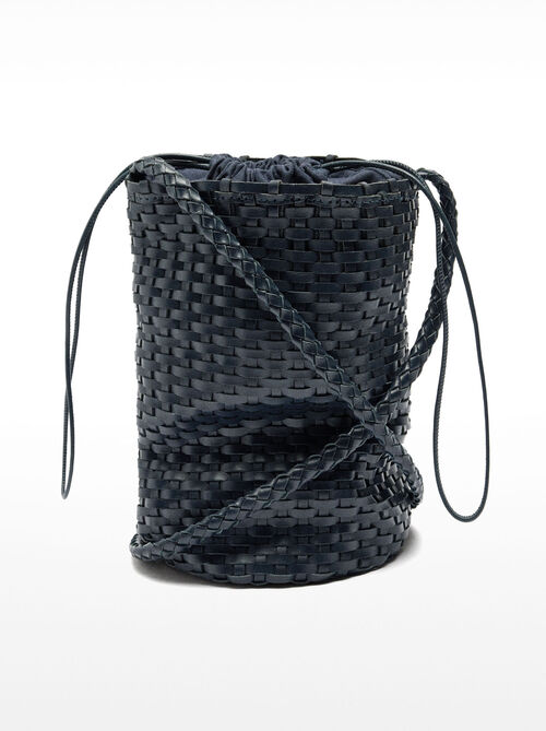Braided leather bucket bag