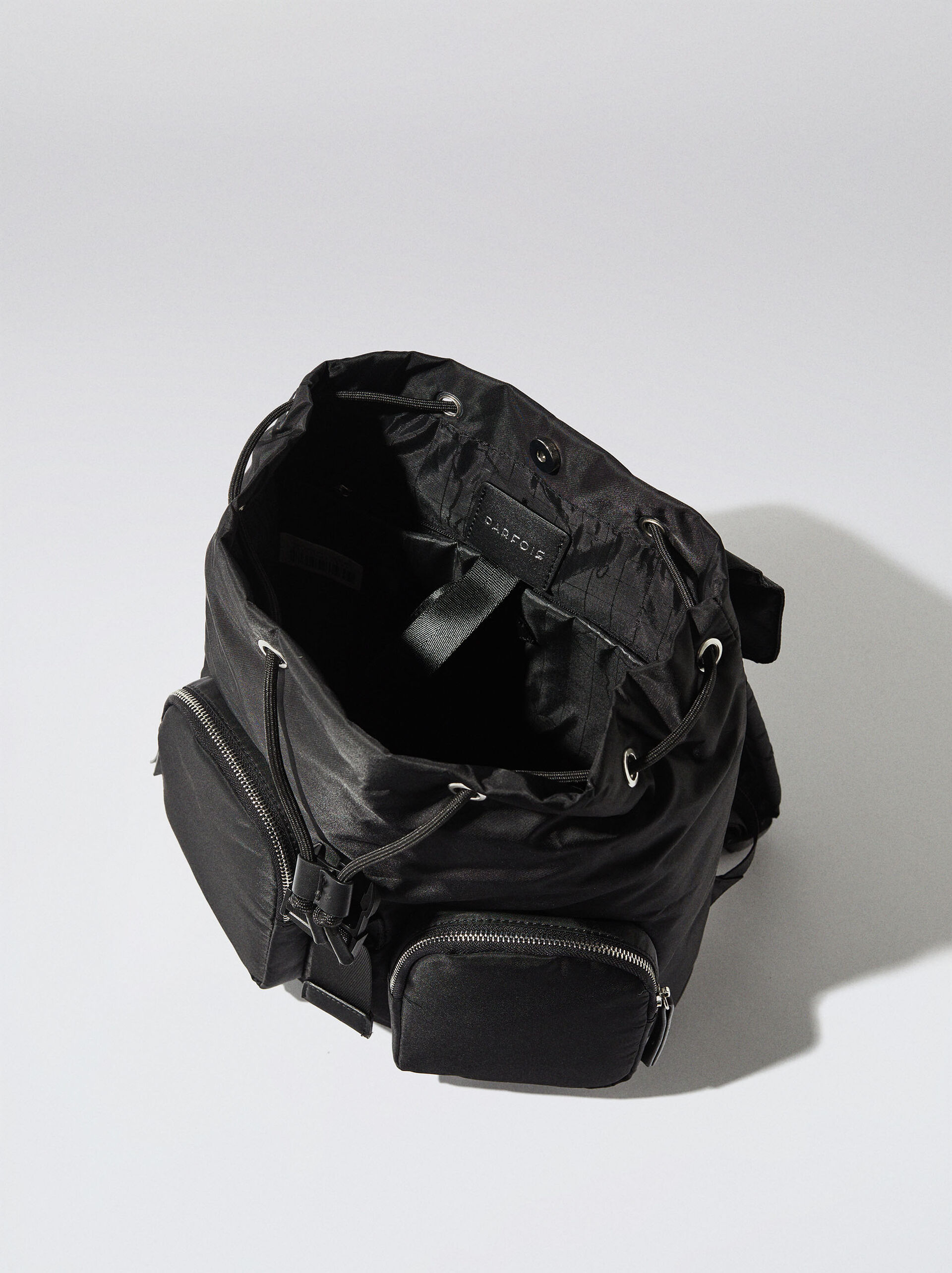 Nylon Backpack With Outside Pockets image number 3.0