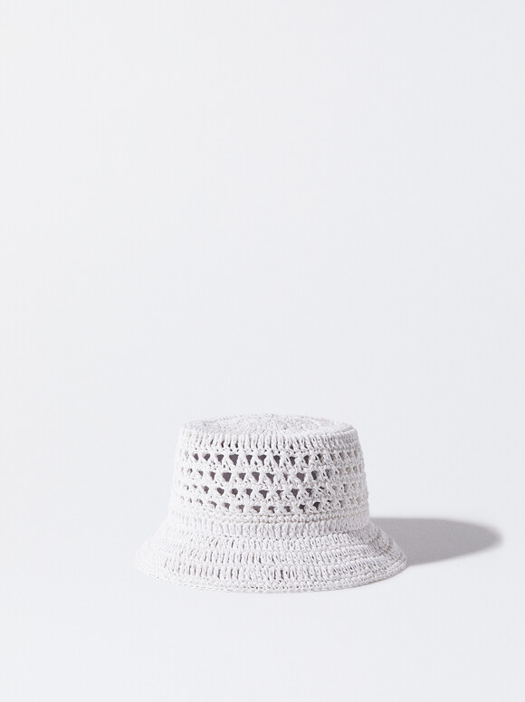 Braided Bucket Hat, White, hi-res
