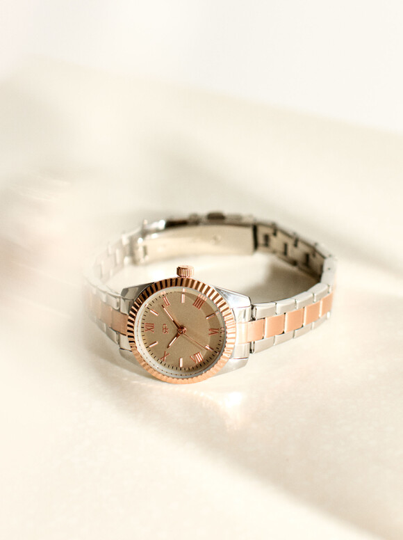 Watch With Steel Wristband, Rose Gold, hi-res