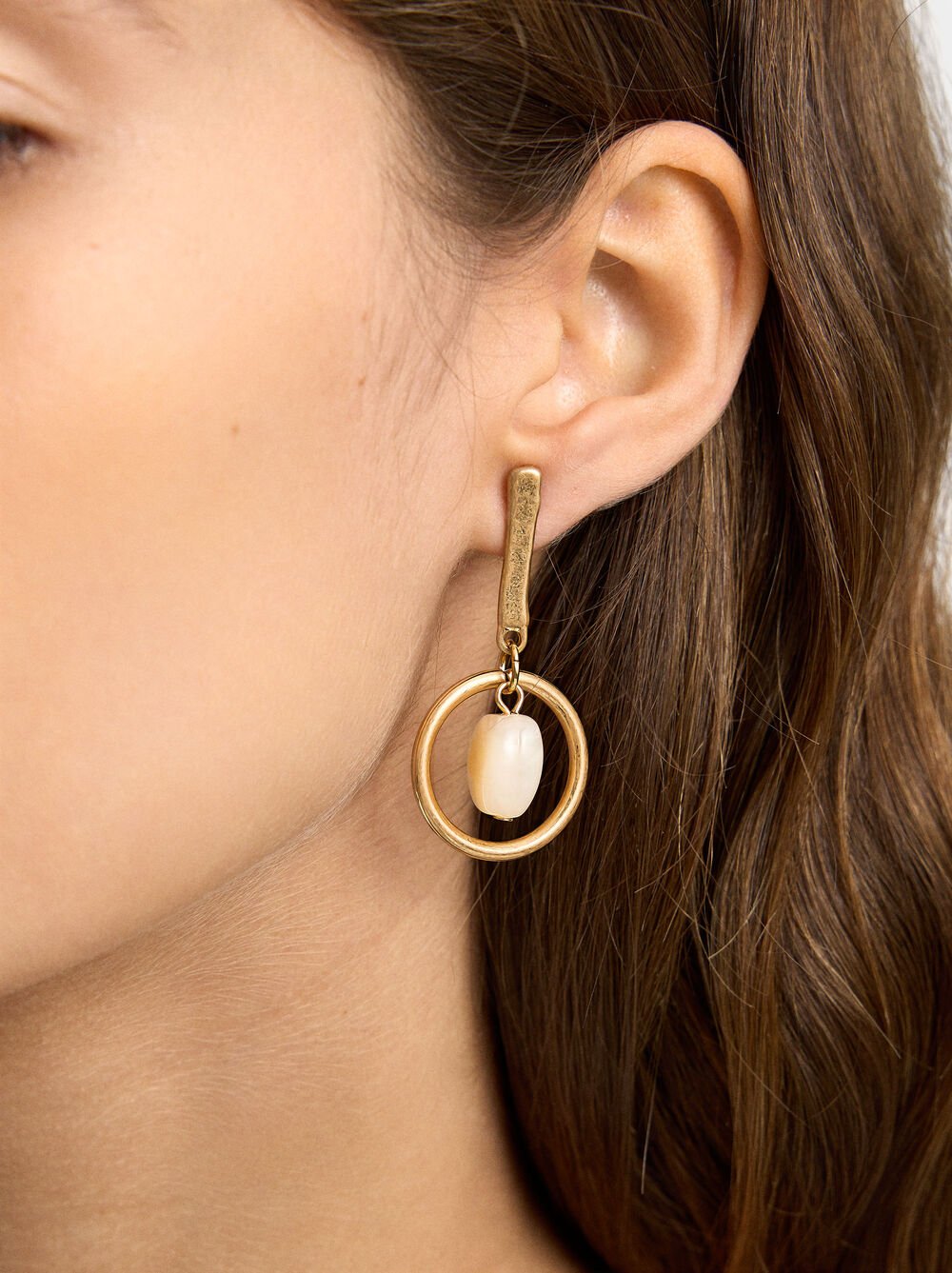 Ohrringe aus Stein-Effekt mit Reifen und Perle