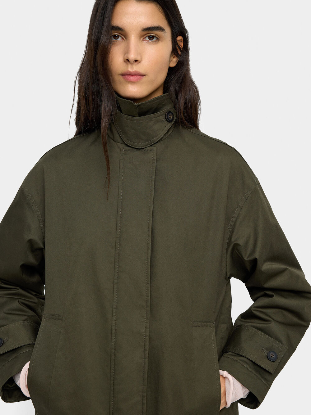 Cotton high-neck jacket