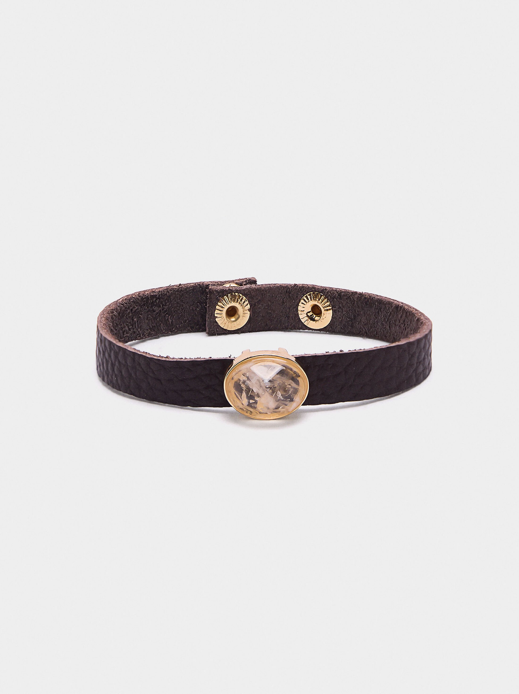 Leather cord bracelet with stone image number 0.0