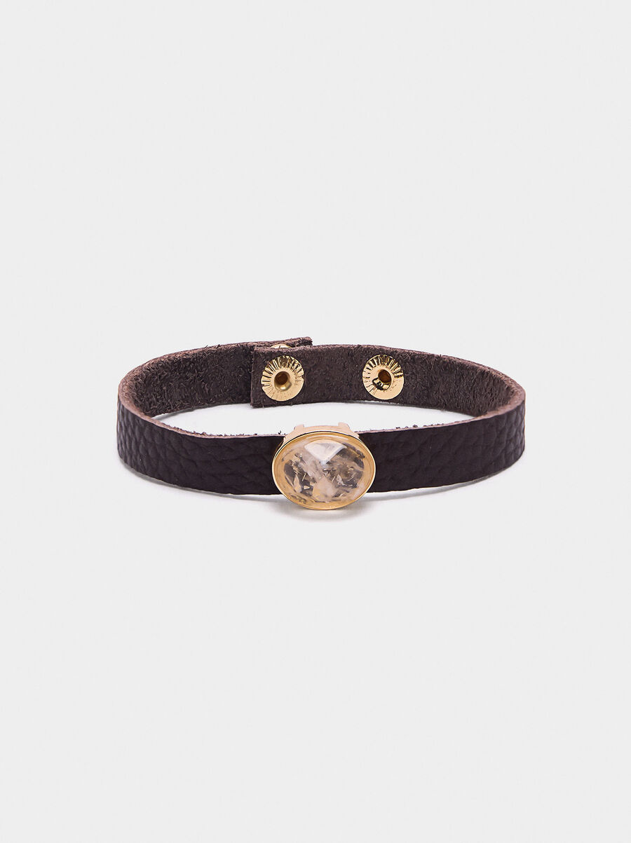 Pulsera cordón de piel con piedra