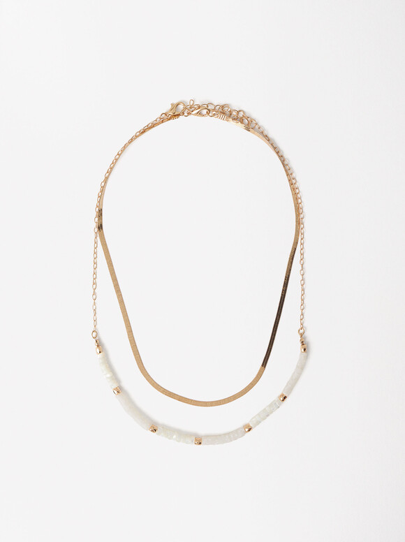 Golden Necklaces Set, White, hi-res