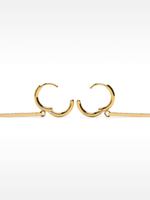 Bar hoop earrings with crystals - stainless steel