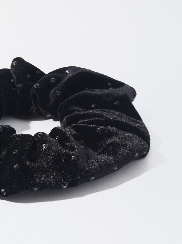 Scrunchie With Rhinestones , Black, hi-res