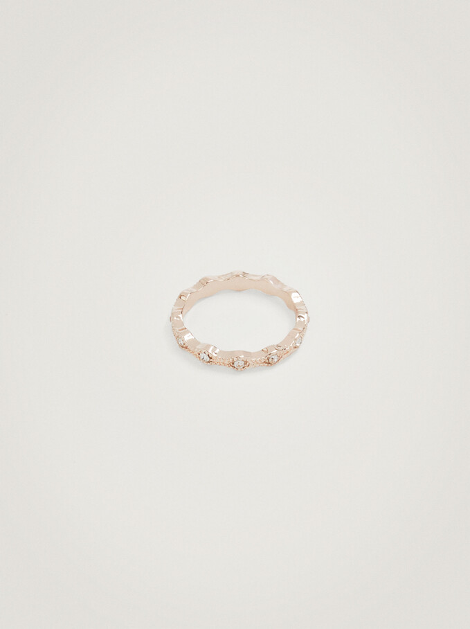 Ring With Strass, Rose Gold, hi-res