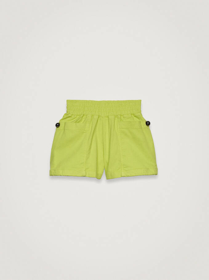 Shorts With Elastic Waistband, Yellow, hi-res