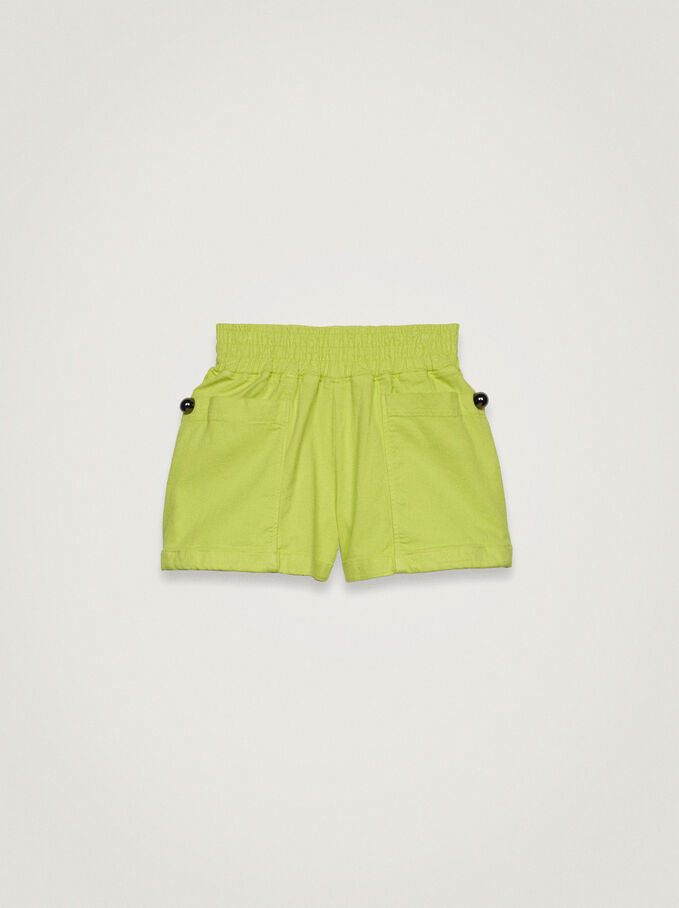 Shorts With Elastic Waistband, Yellow, hi-res