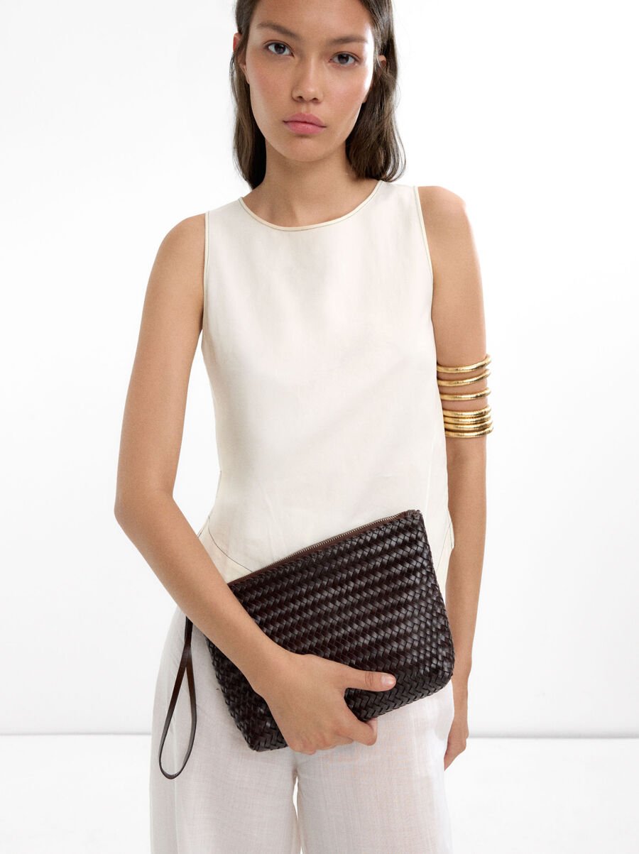 Handbag with braided leather