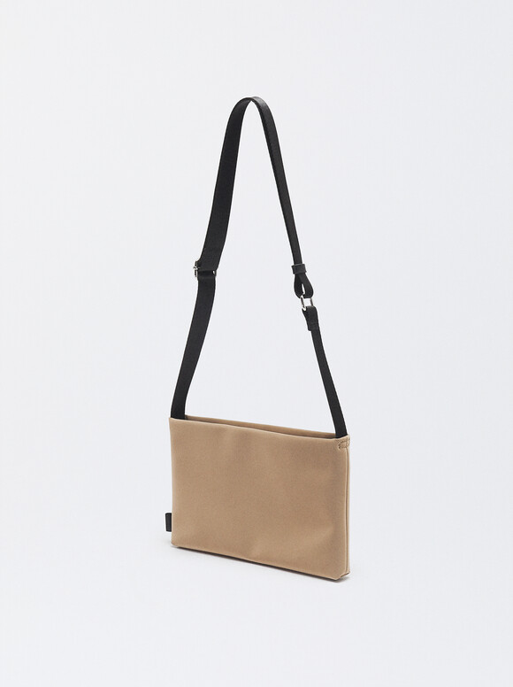 Crossbody Bag With Outer Pocket, Brown, hi-res