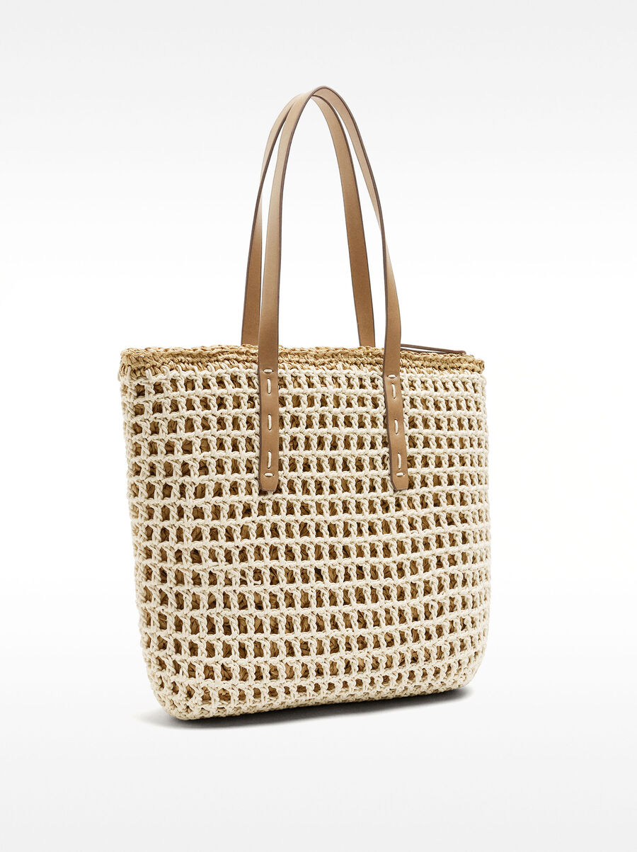 Geflochtene Shopper Tasche mit Stroheffekt