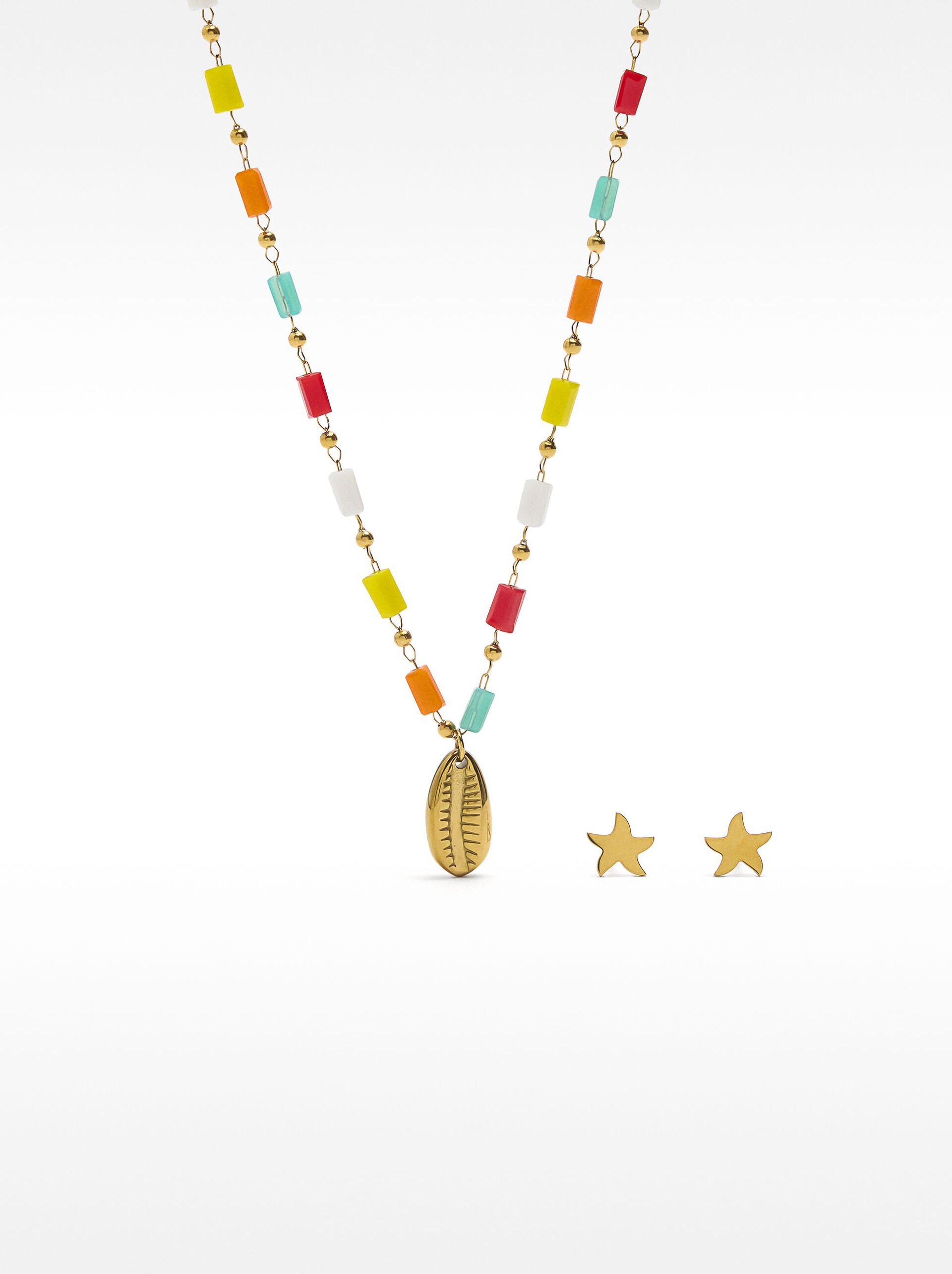 Set collier et boucles d’oreilles étoile de mer – acier inoxydable image number 0.0